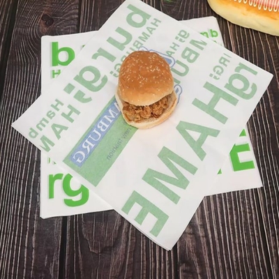 Waterproof Food Wrapping Paper With Logo Offset Printing Wax Burger Wrap Sheets